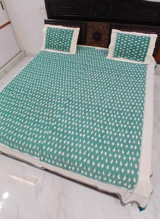 Warp ikkat bed sheets (90*108 2/40s bedsheet with pillow) - NV524