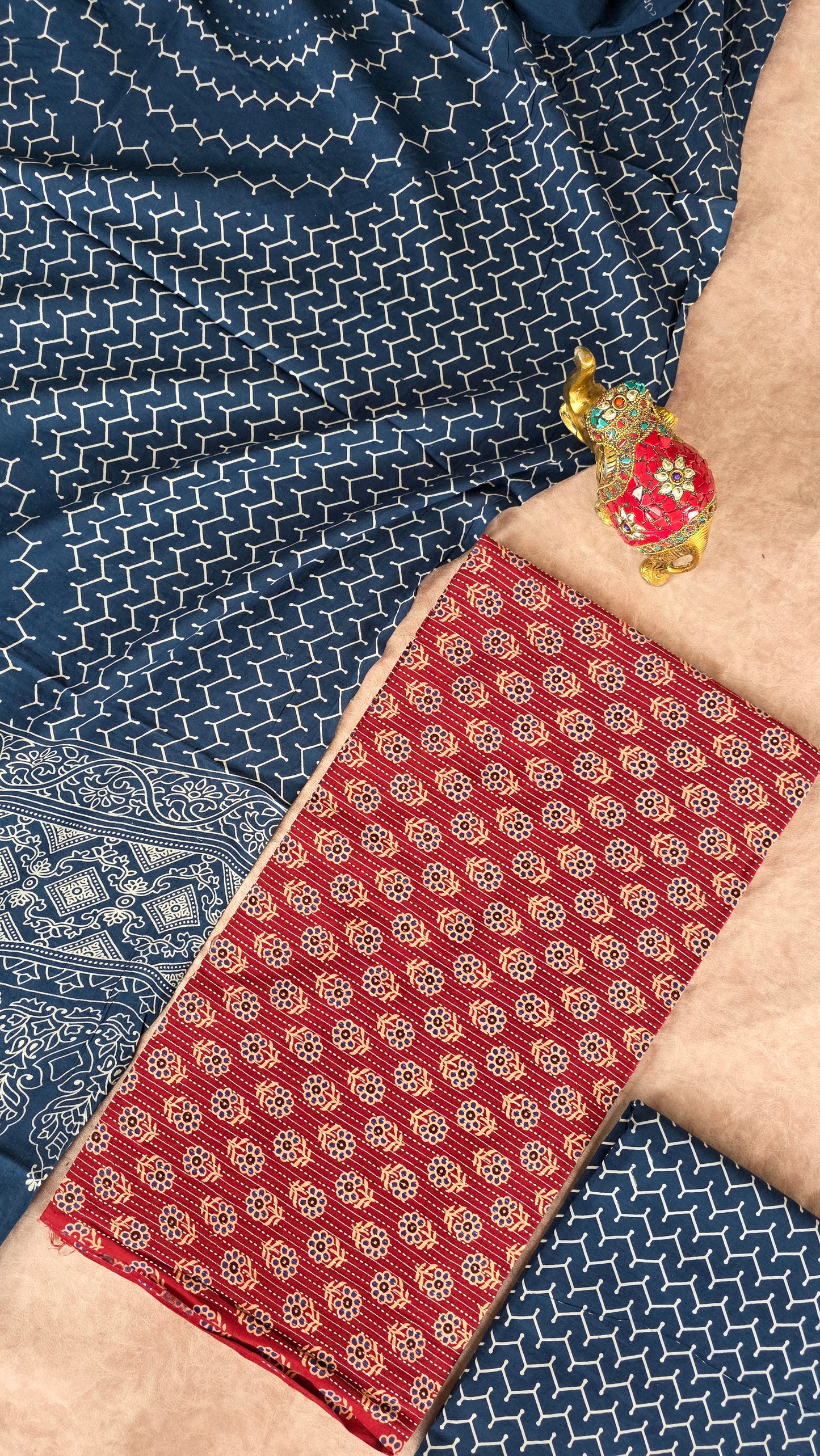 Pure kantha Ajrakh cotton set - VC71