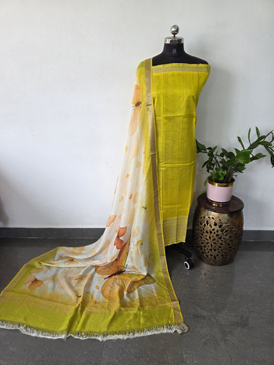 Handloom mangalagiri silk top with pure mangalagiri digital silk shawl - ML14