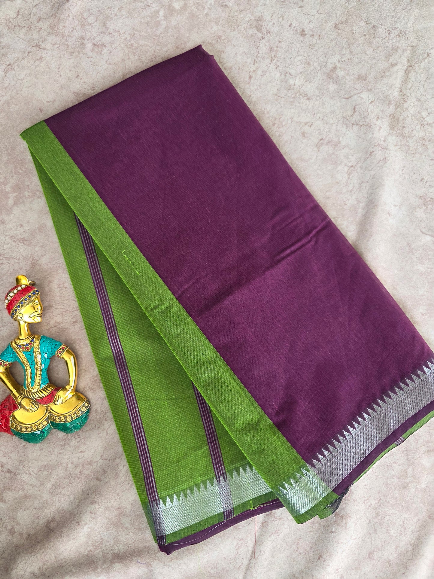 South cotton saree with metallic border - MAA184