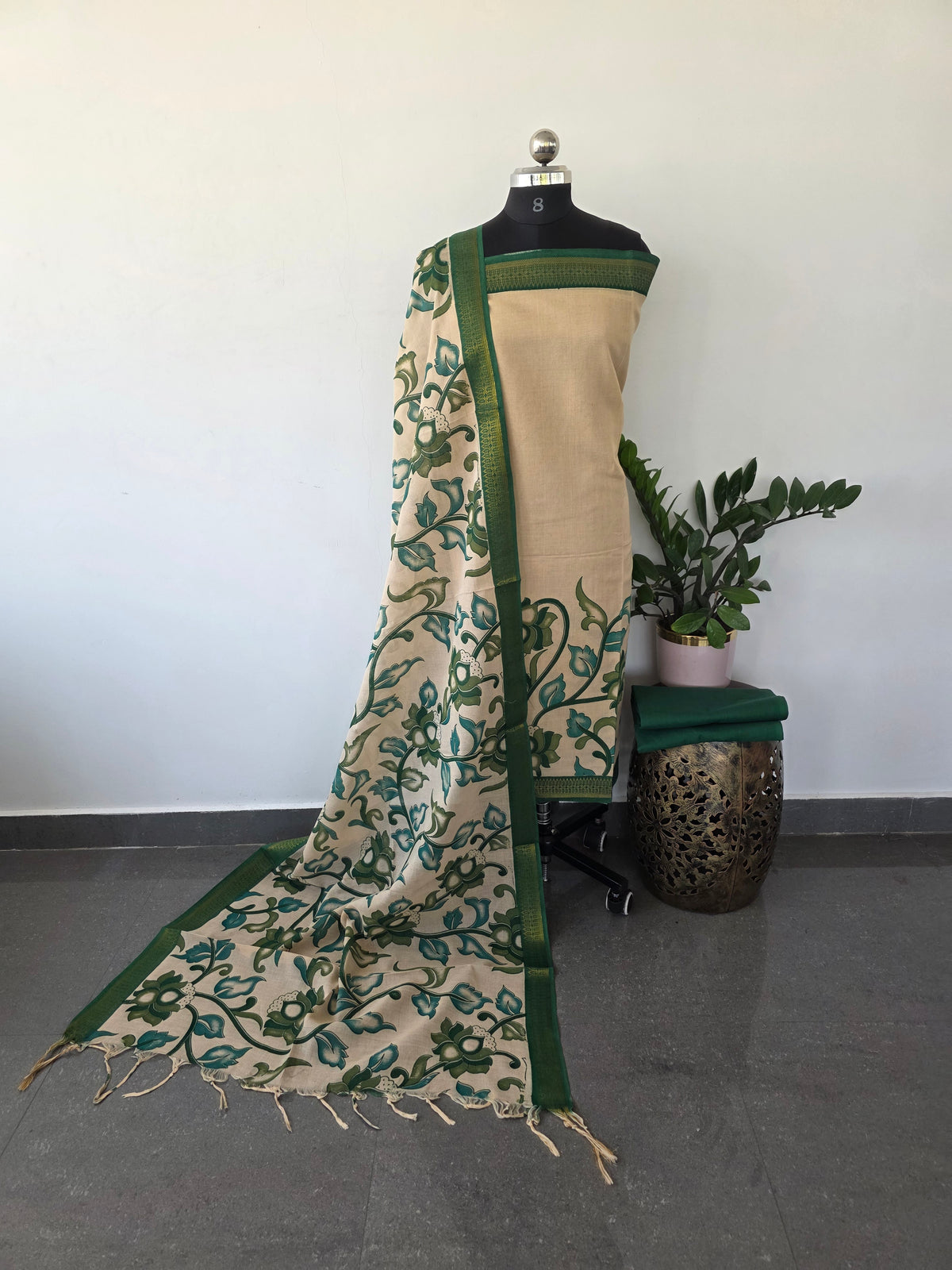 Fusion kalamkari cotton with mangalagiri border salwar - FC28