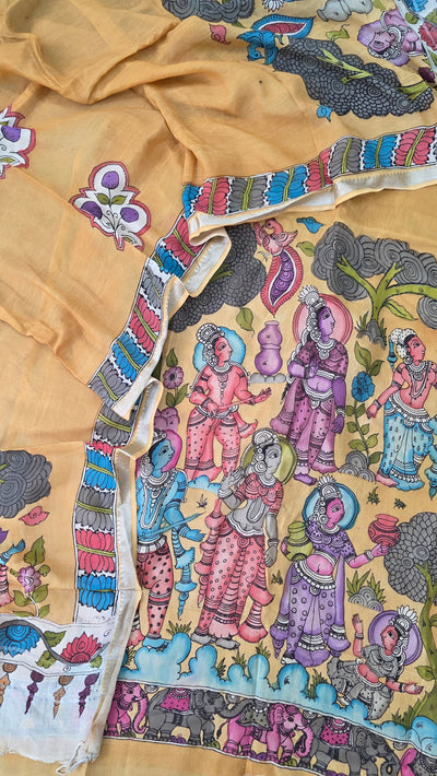 Kalahasthi Handcrafted Penkalamkari bangalore silk set -KH265