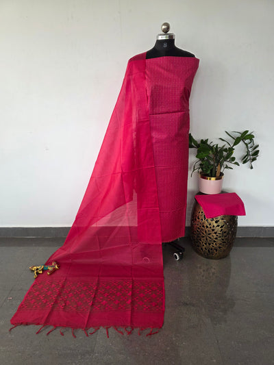 Bhagalpuri katan weaving set with cutwork dupatta - BA576