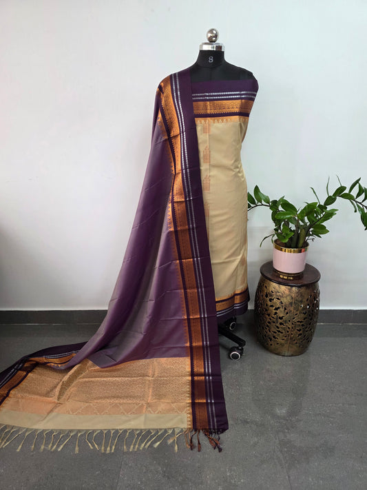 Gadwal border soft silk salwar set - GS8
