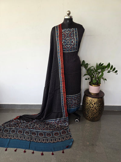 Handcrafted ajrakh modal silk set - HZ226