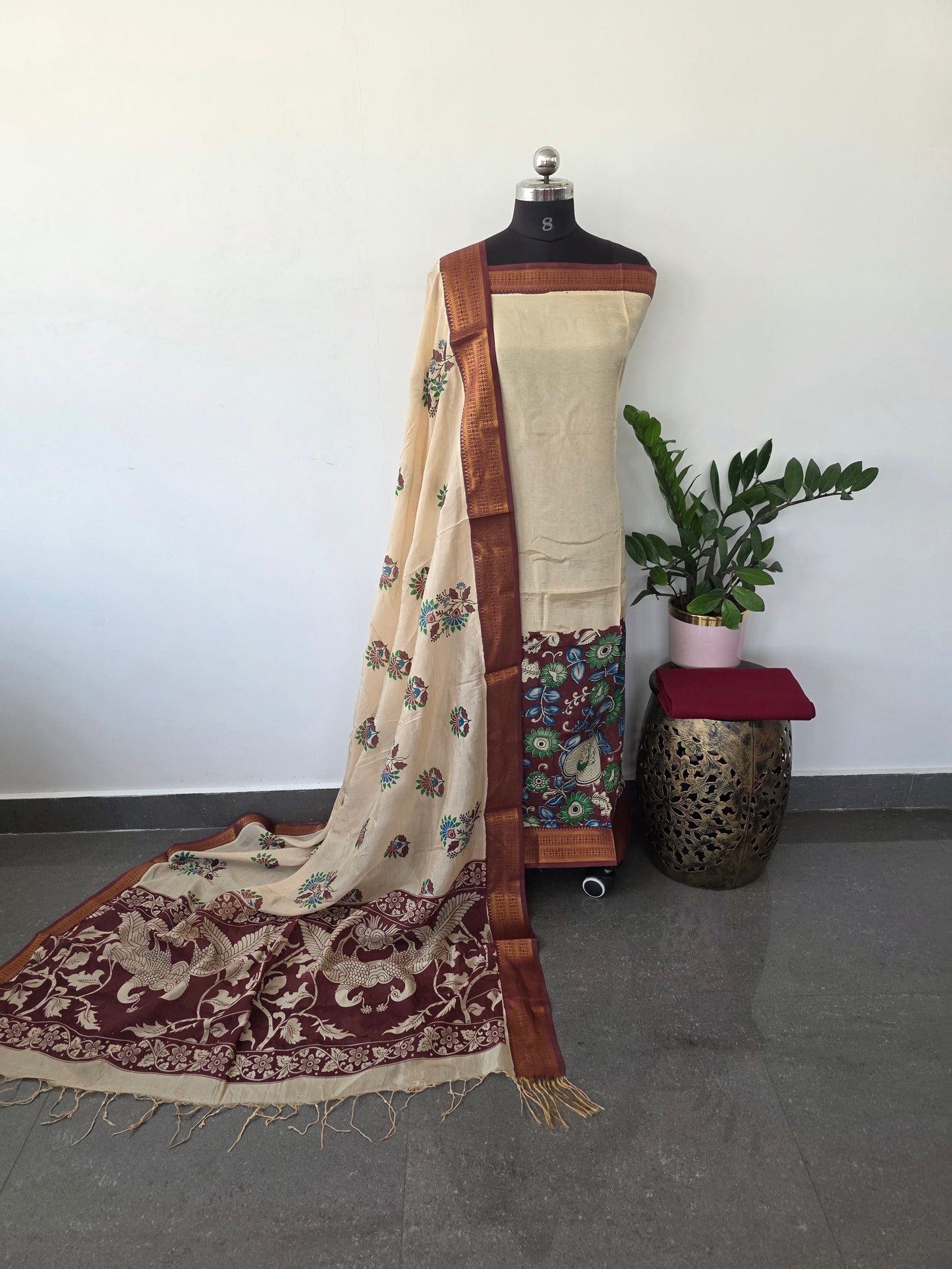 Fusion chennuri kalamkari silk with mangalagiri border salwar - FC22