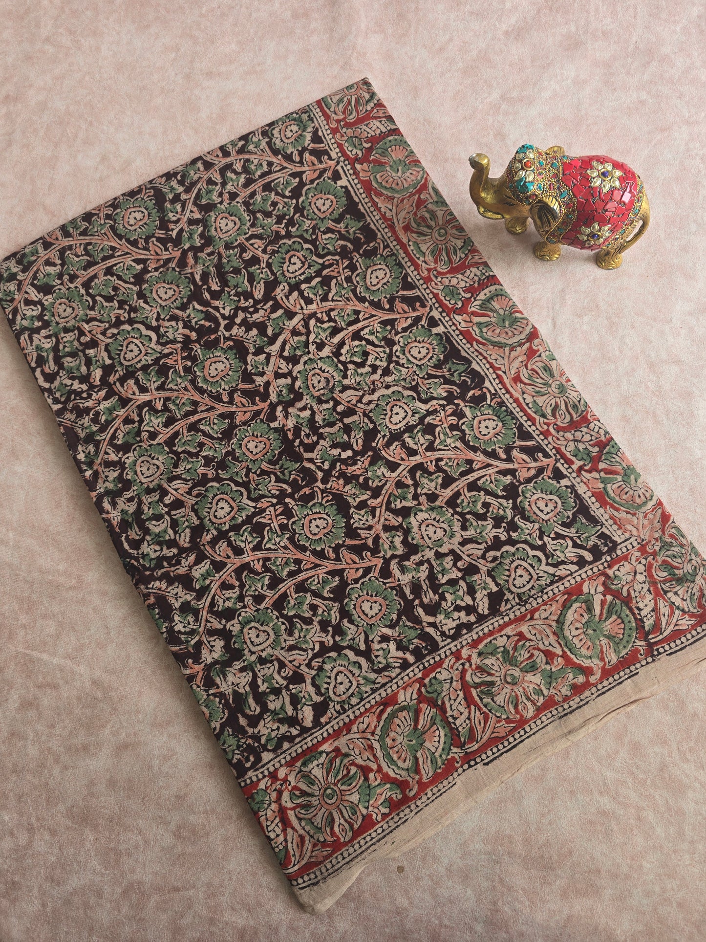 Handblock pure kalamkari cotton saree - HZ5