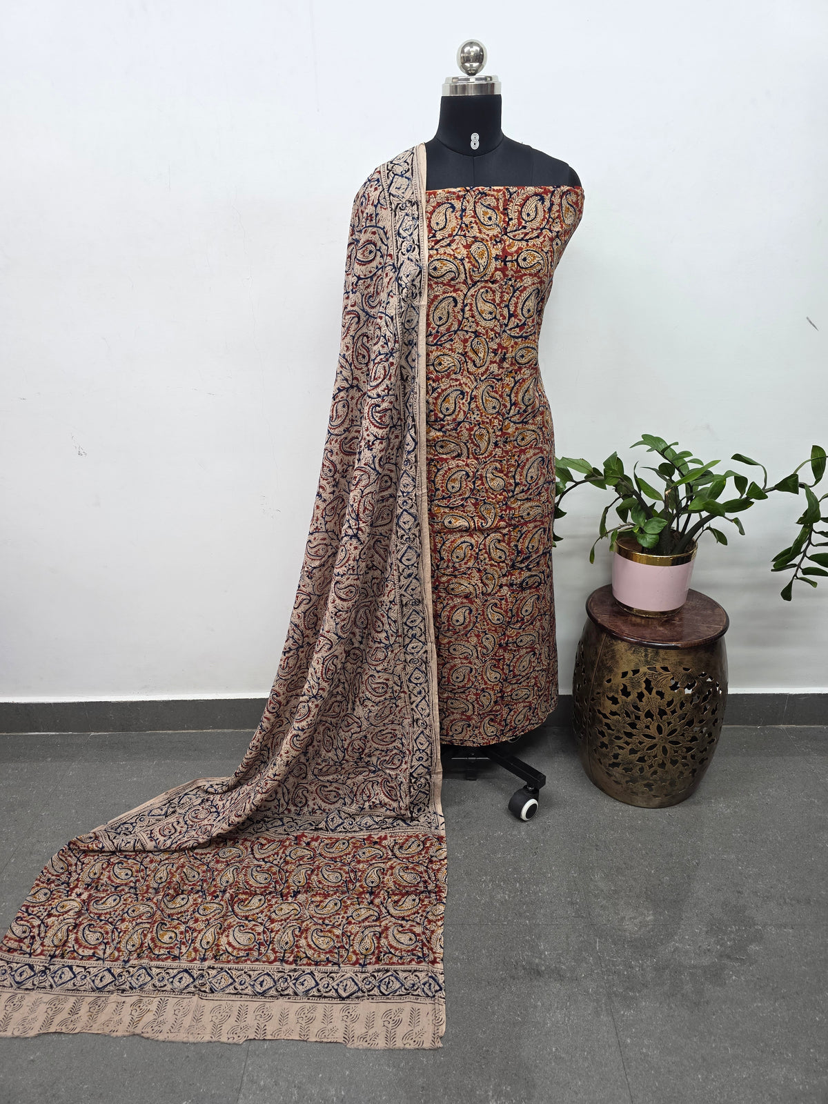 Handblock pure kalamkari cotton set(2pcs)-Ak526