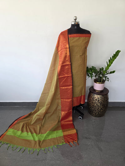 Premium checked Kanchi cotton set (2 pc set) - KFS26