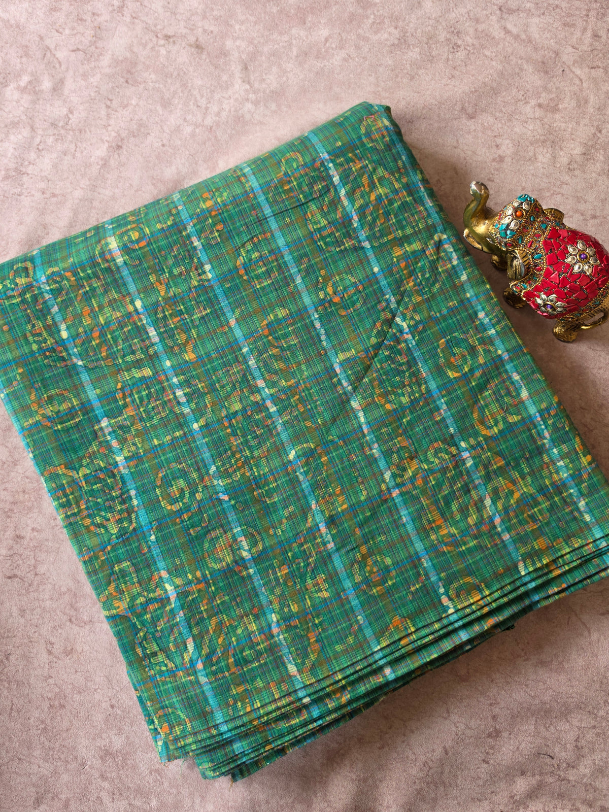 Handcrafted batik checked cotton running material -HB92