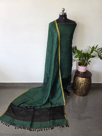 Handloom Gini silk matka pocket sequence jamdhani set (2 pc) - JMM316