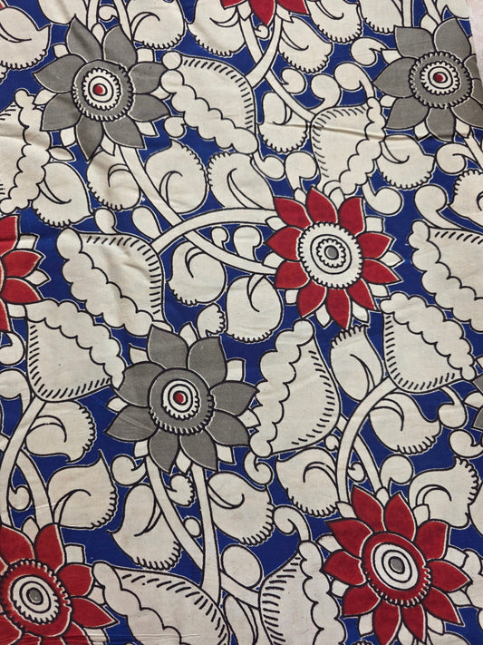 Pure chennuri silk kalamkari running material (0.5 meter)- KM77