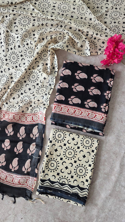Handblock Jaipuri linen cotton set - JA750