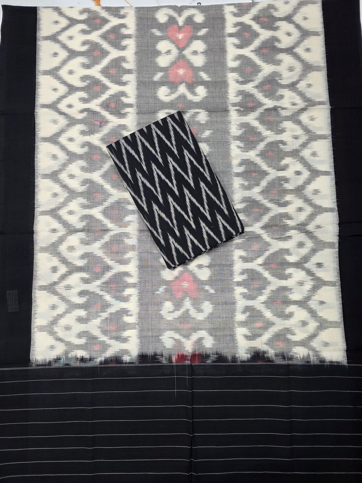 Ikkat cotton with Handloom Mercerised ikkat duppatta - WW802