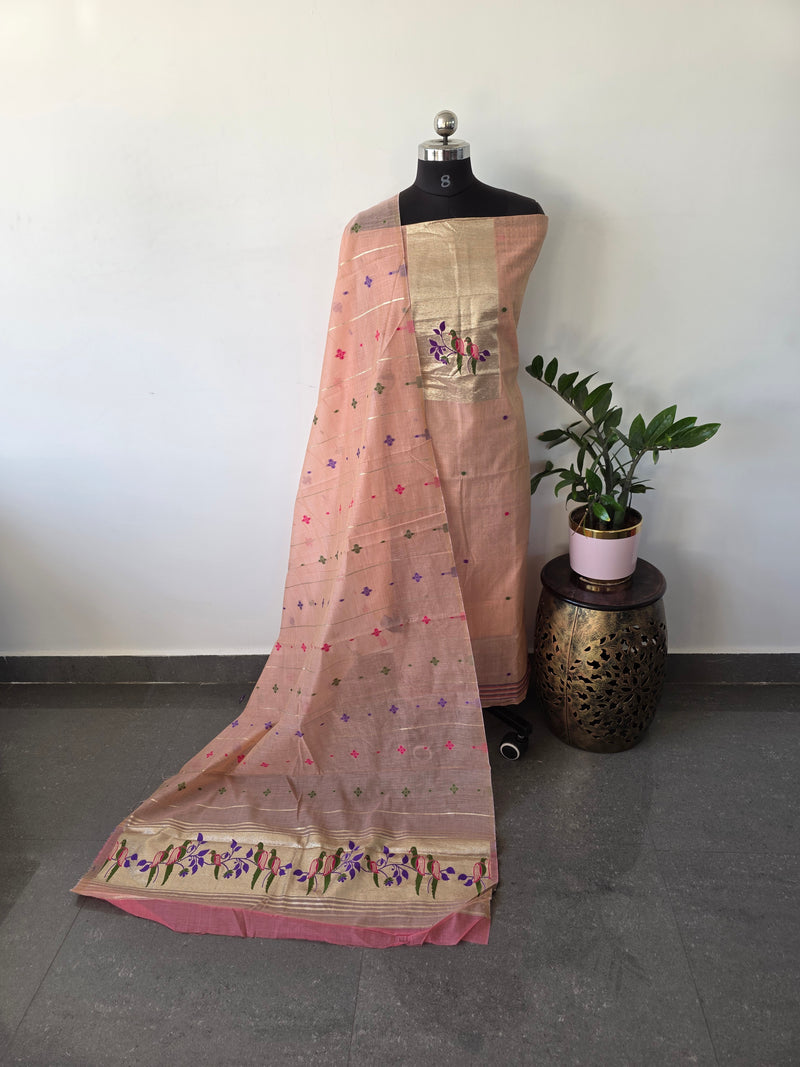 Fancy silk cotton paithani jamdhani set - HG2
