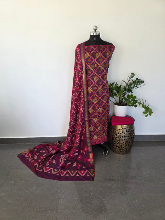 Premium semi Patola silk set with coin butta - PP72