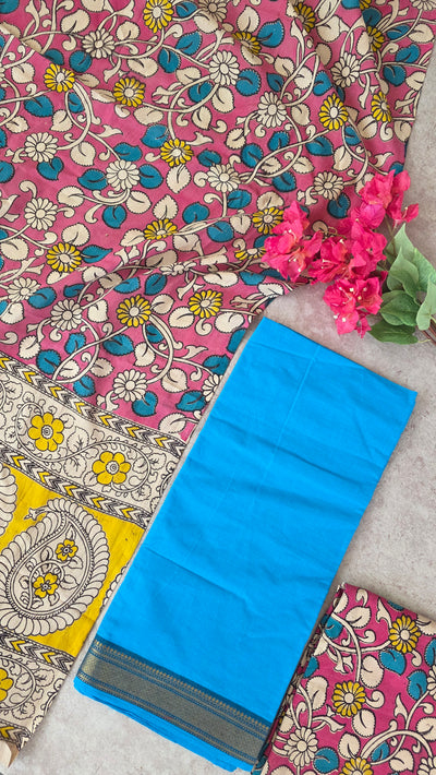 Fusion mangalagiri cotton with kalamkari salwar set - AK44