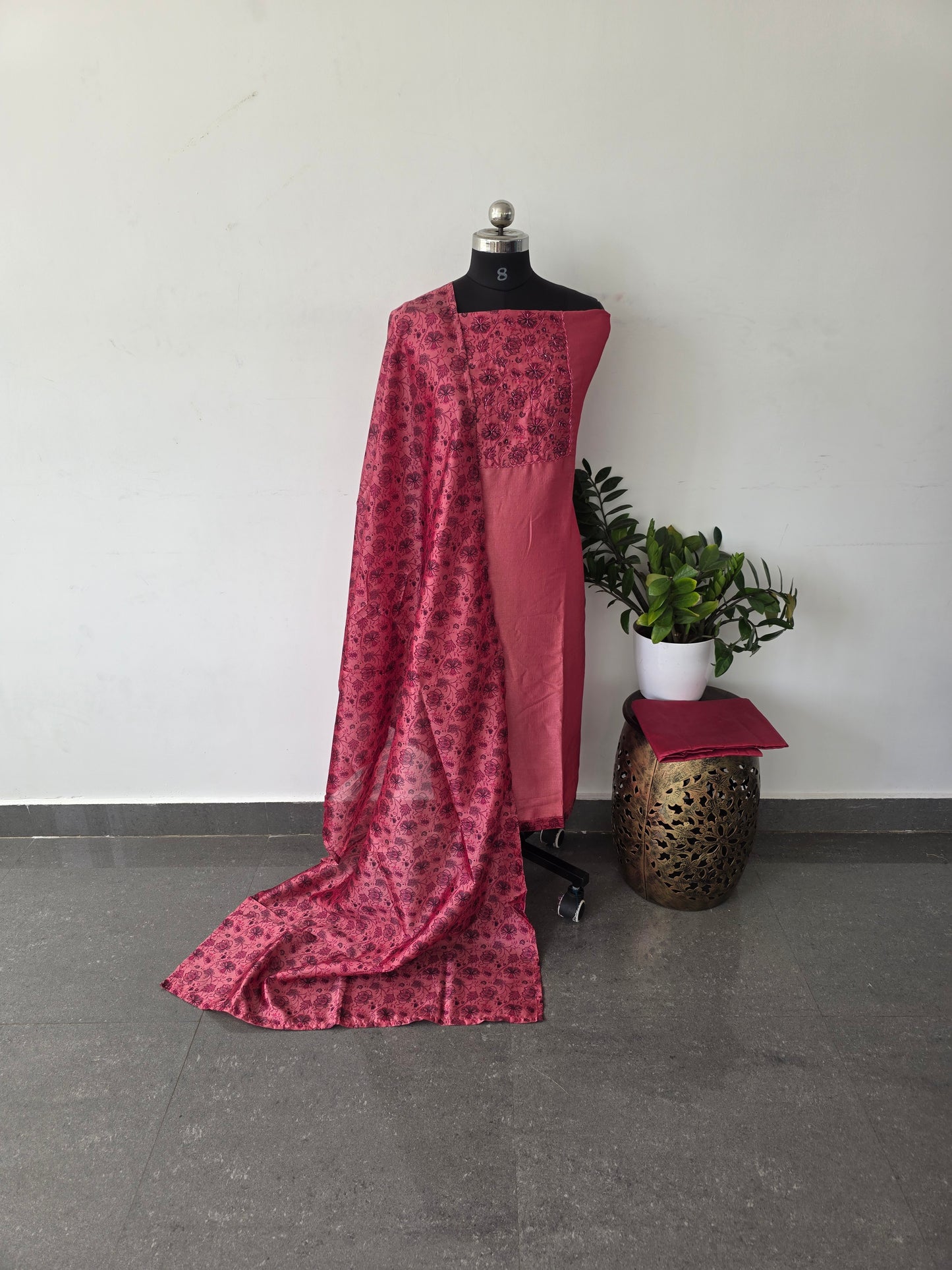Premium embroidery vichitra silk set -DS129