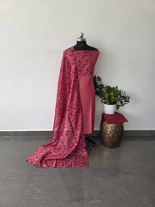 Premium embroidery vichitra silk set -DS129