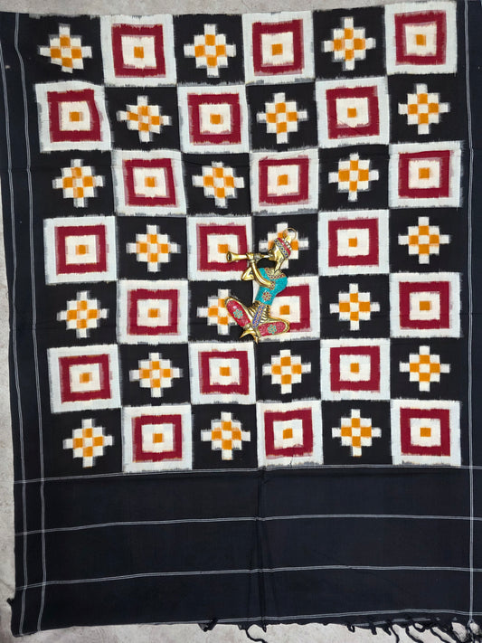 Handloom Telia rumal Double ikkat dupatta-NV556