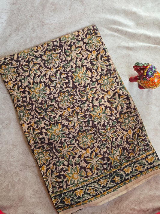 Handblock pure kalamkari cotton saree - HZ15