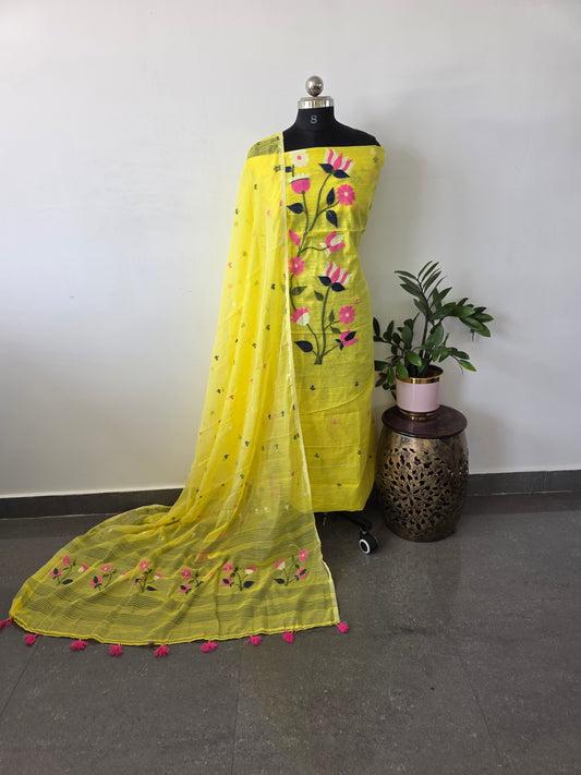 Premium silk cotton jamdhani set - AV61