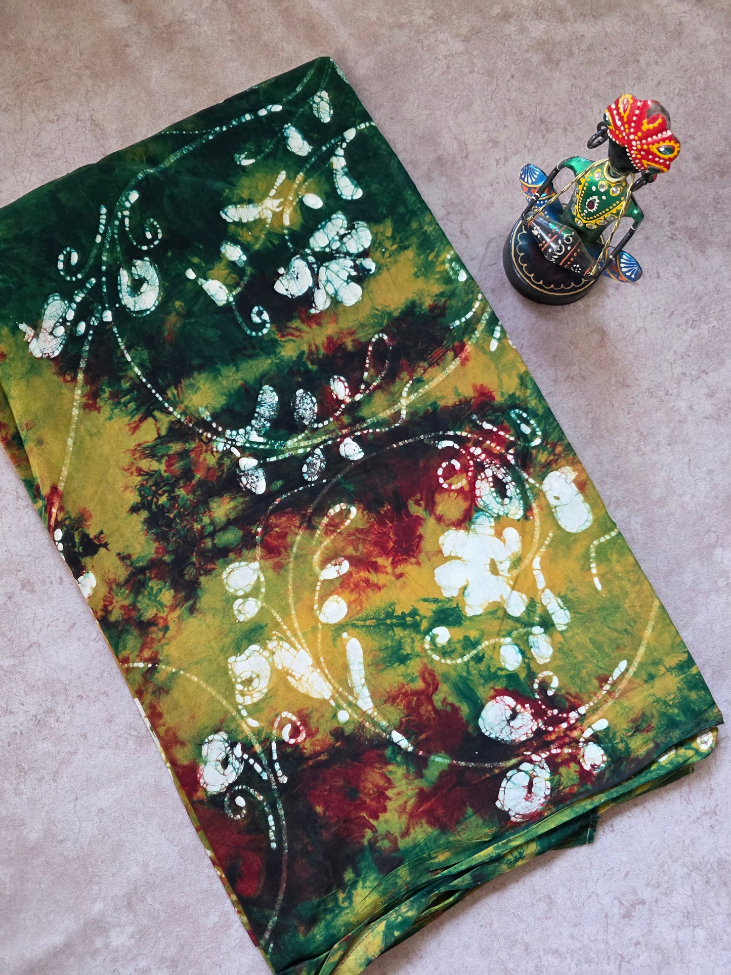 Pen art Batik bangalore silk running material  - PAB1