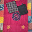 Handcrafted ajrakh cotton top with applique cotton shawl - BAA27