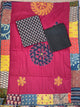 Handcrafted ajrakh cotton top with applique cotton shawl - BAA27