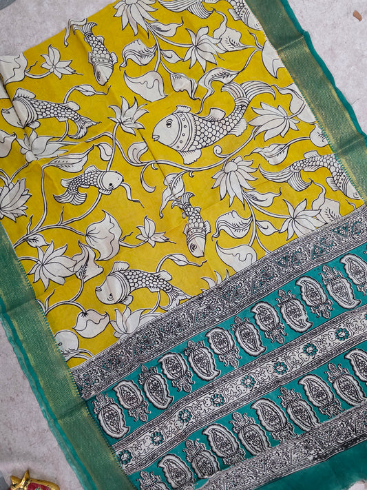 Pure chennuri silk kalamkari duppatta - KAA9