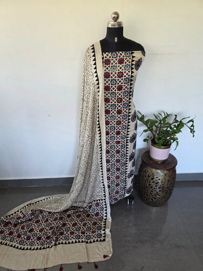 Handcrafted ajrakh modal silk set -HZ311