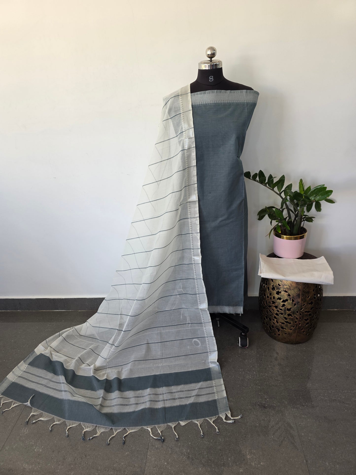 Mangalagiri cotton set with zari border - MAA17