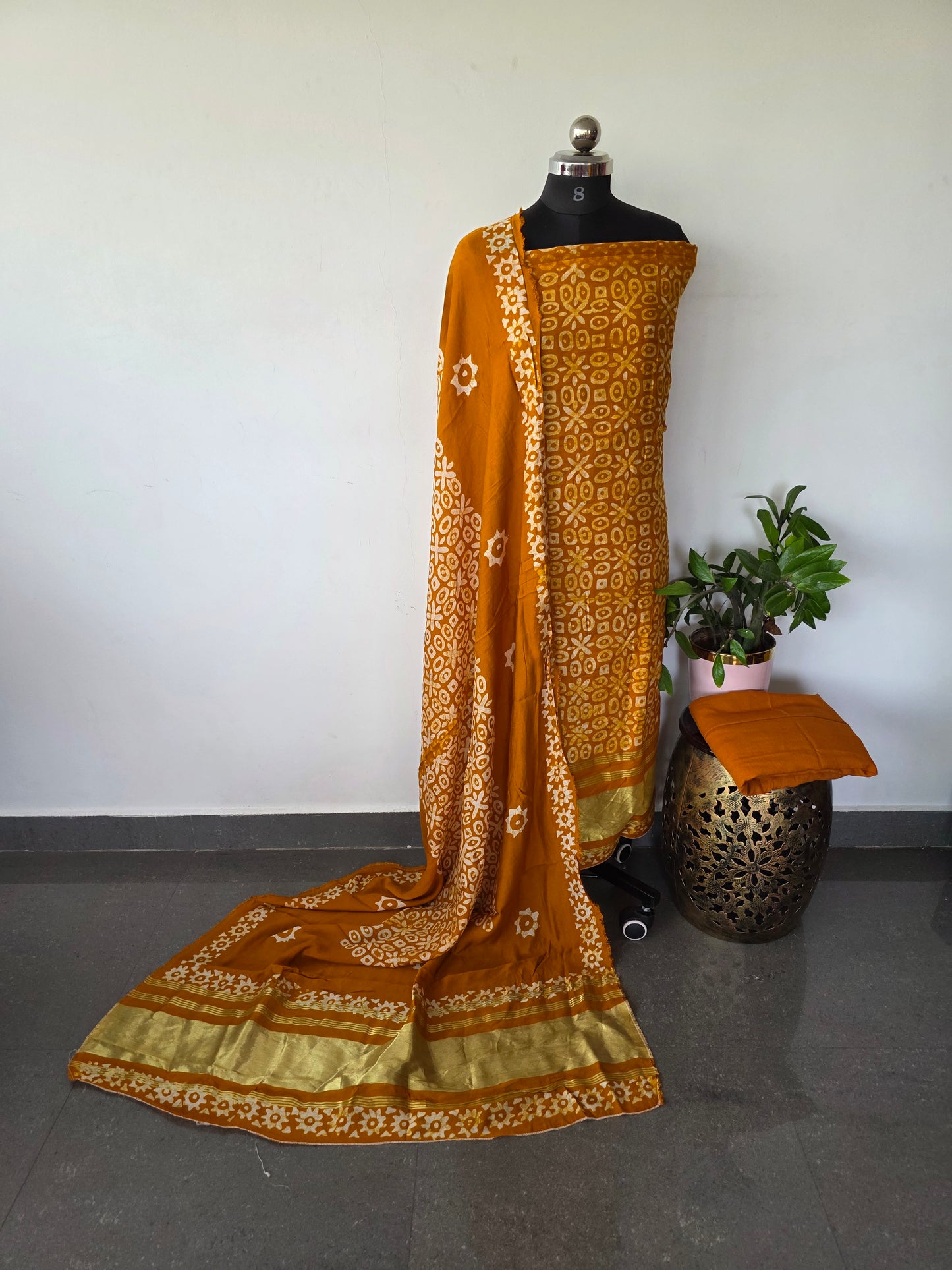 Premium batik silk set  with lagdi patta - BA247