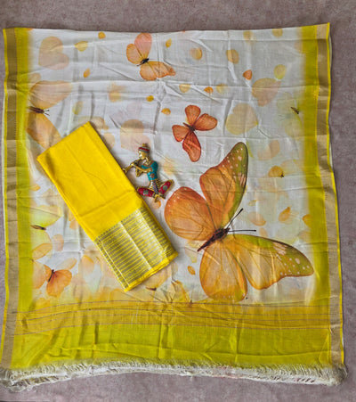 Handloom mangalagiri silk top with pure mangalagiri digital silk shawl - ML14