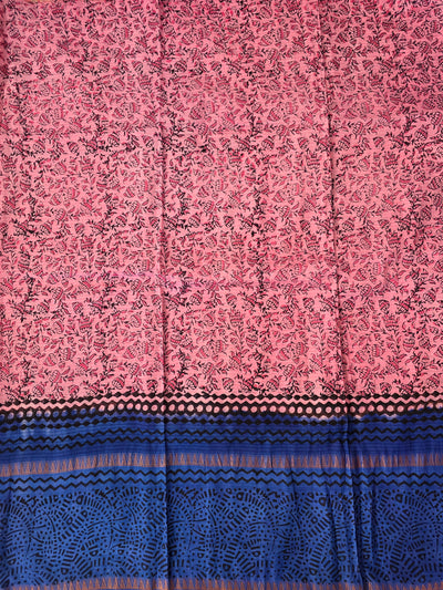 Handblock soft silk set with georgette shawl- GE258