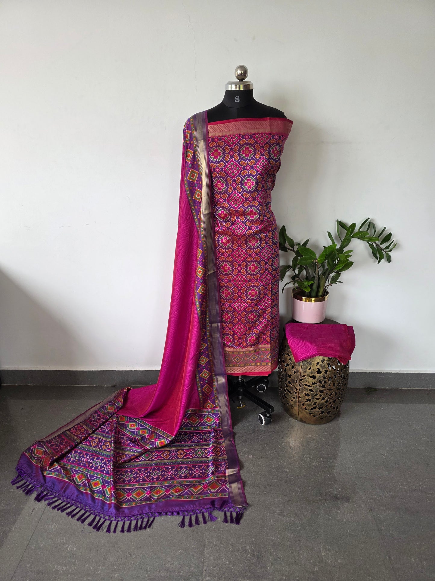 Premium semi Patola silk set - PK86
