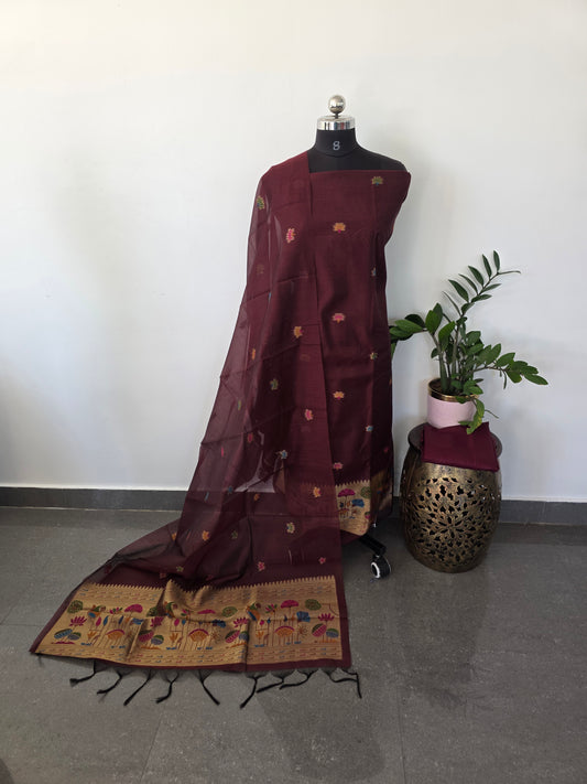 Premium jamdhani paithani silk cotton set - X7