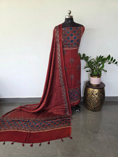 Handcrafted ajrakh modal silk set - HZ219