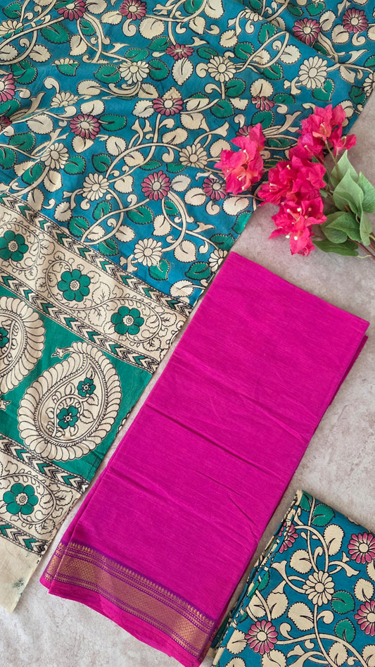 Fusion mangalagiri cotton with kalamkari salwar set - AK38