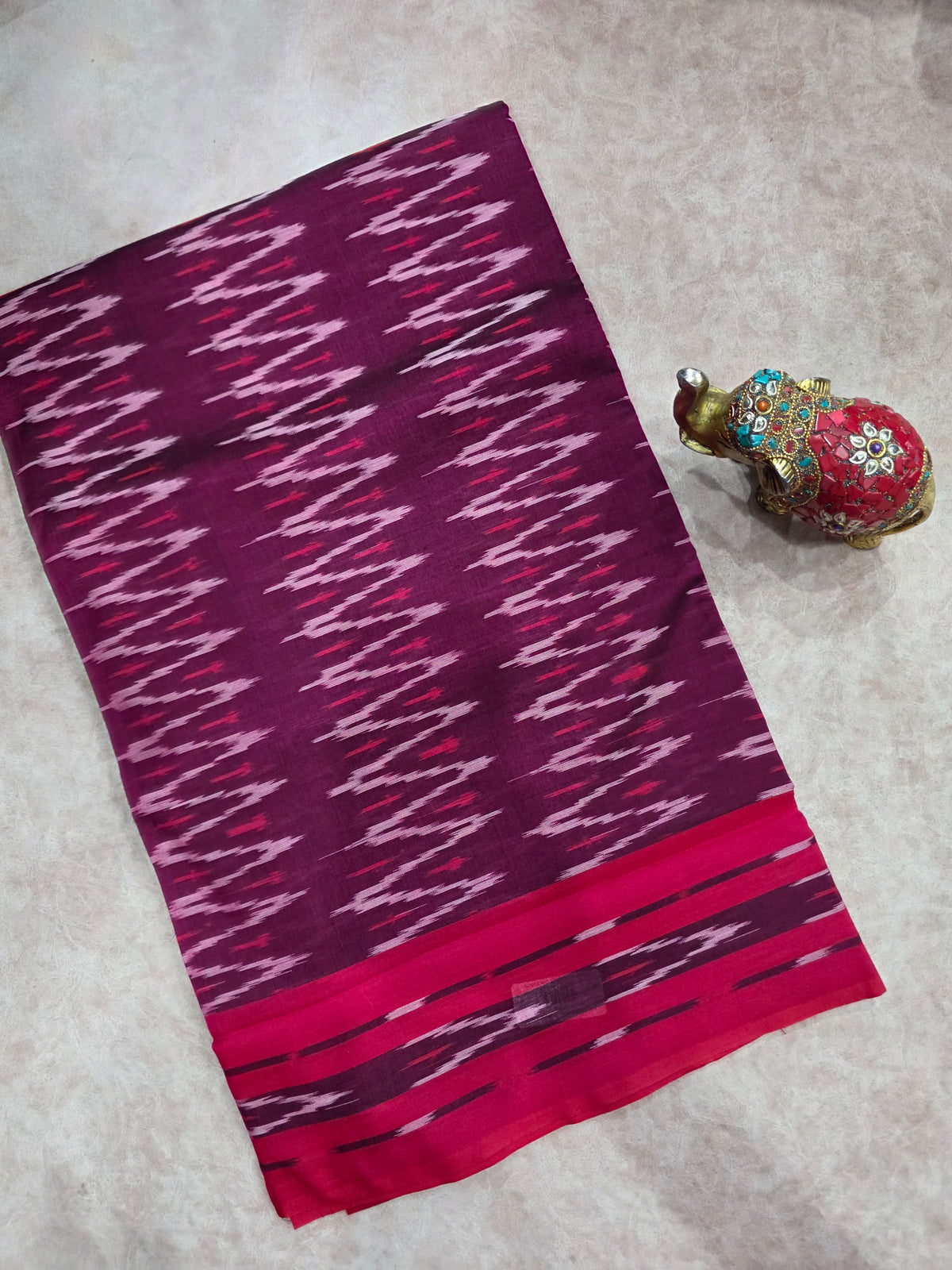 Mercerised warp ikkat saree - WW300