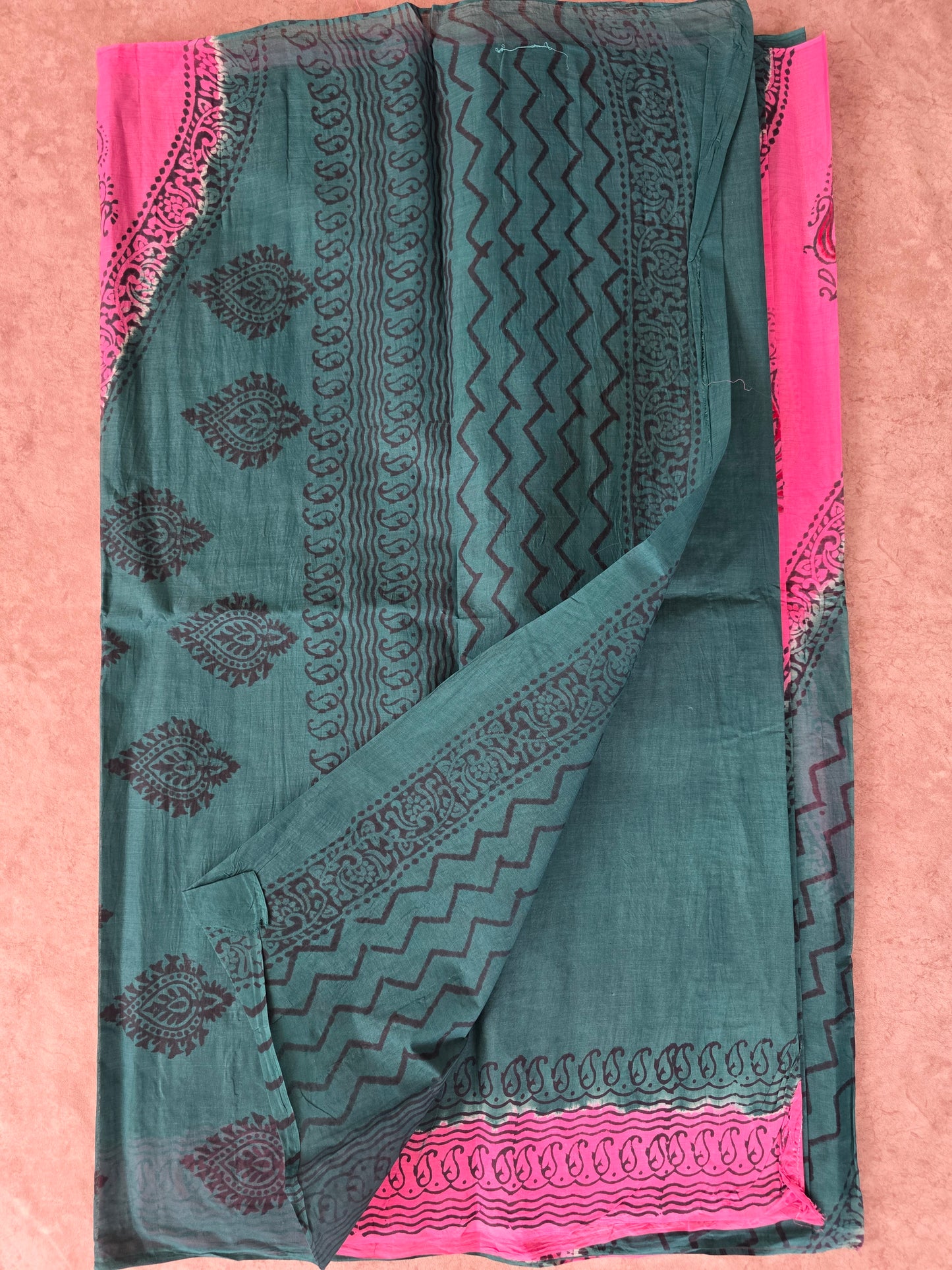 Handblock cotton saree - GE231
