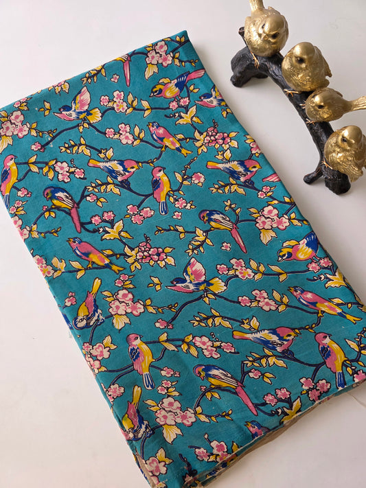 Pure chennuri silk kalamkari running material  ( 0.5 mtrs  ) - RN12