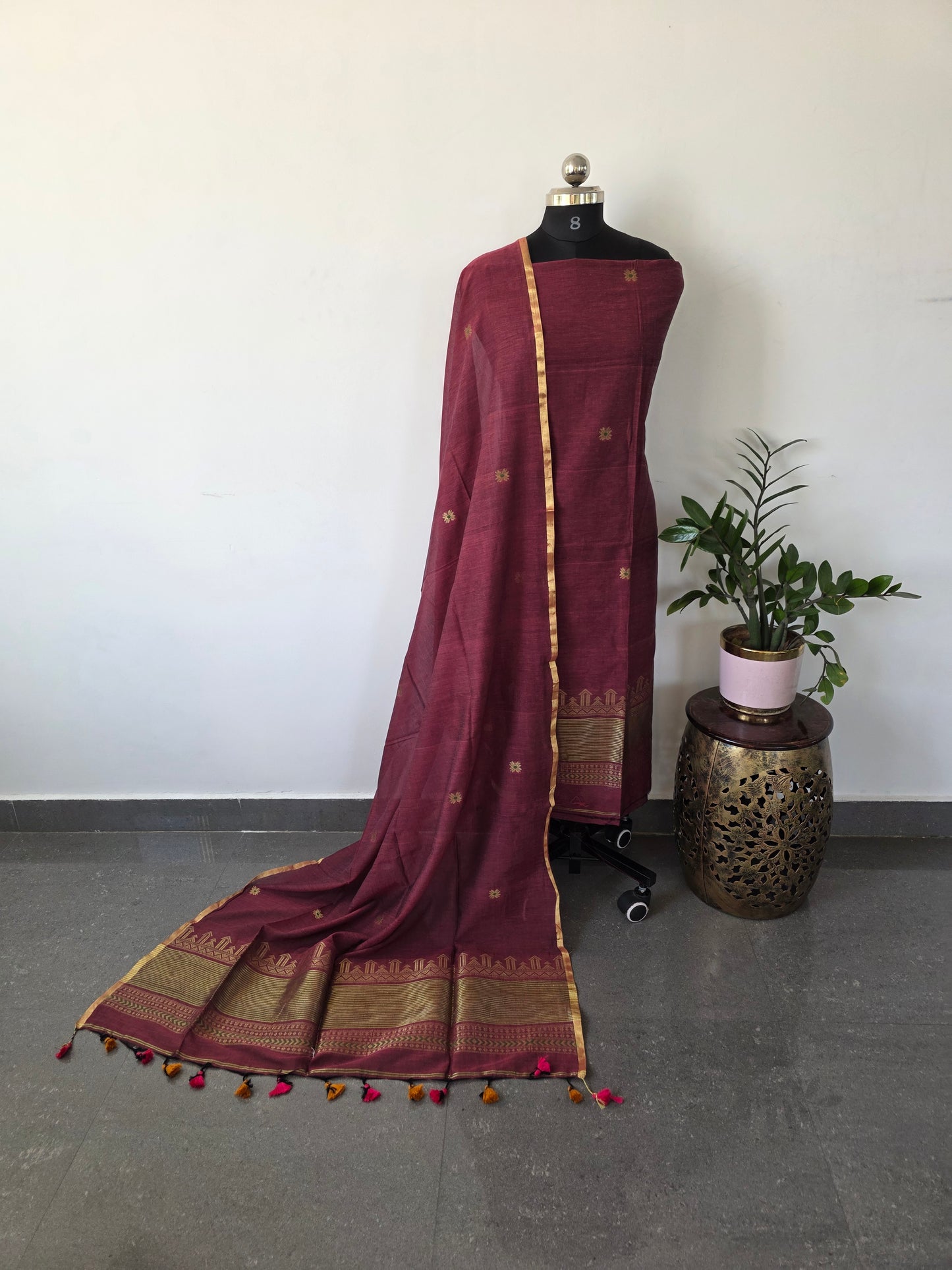 Premium mul khadi cotton jamdhani set - JMS9