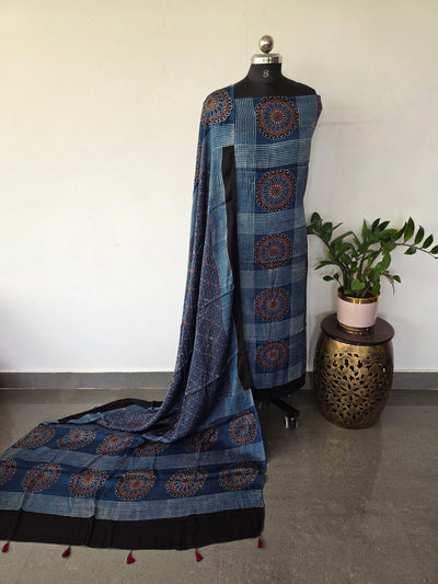 Handcrafted ajrakh modal silk set - HZ198