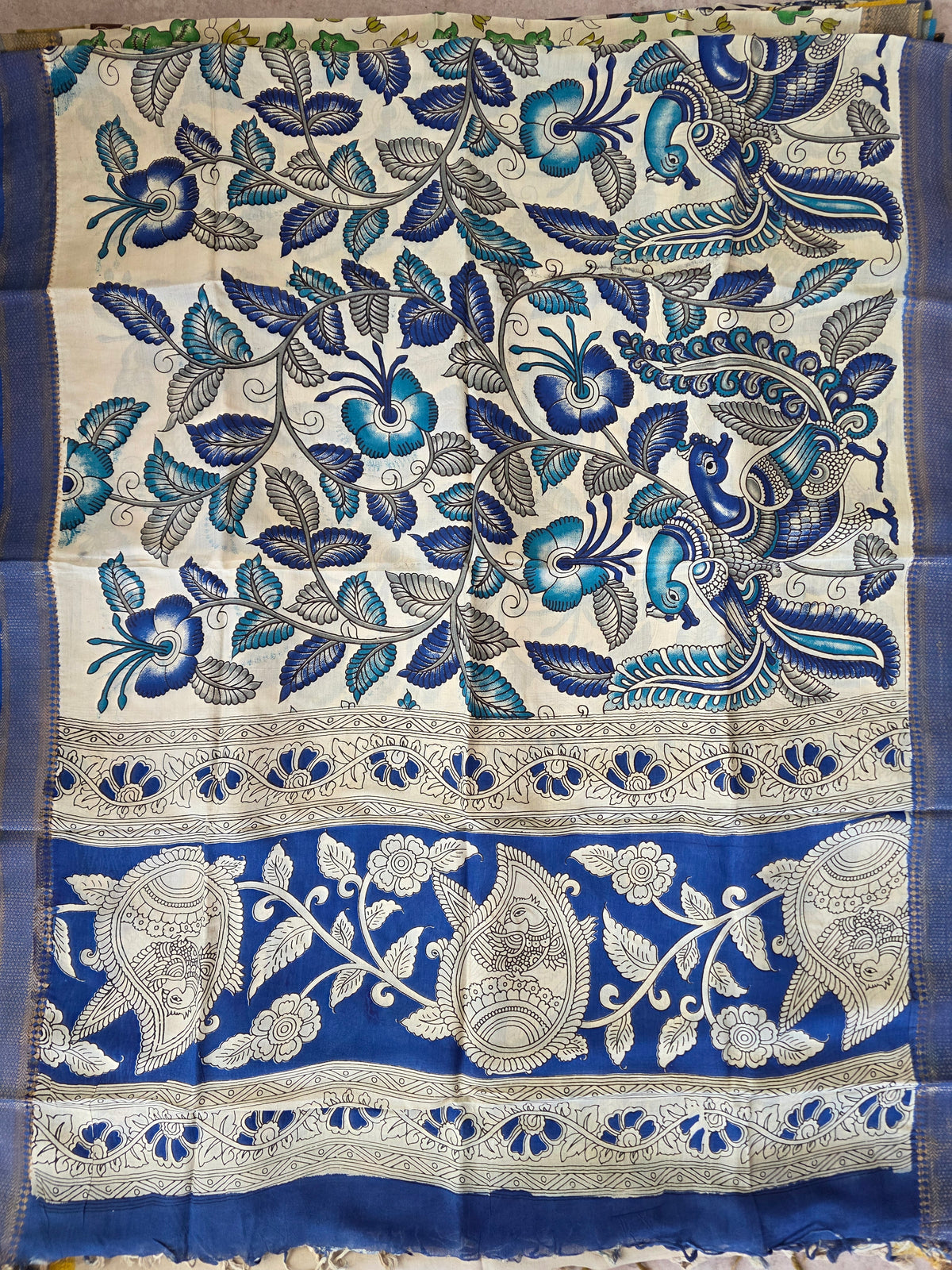 Handcrafted chennuri silk kalamkari duppatta -AK593