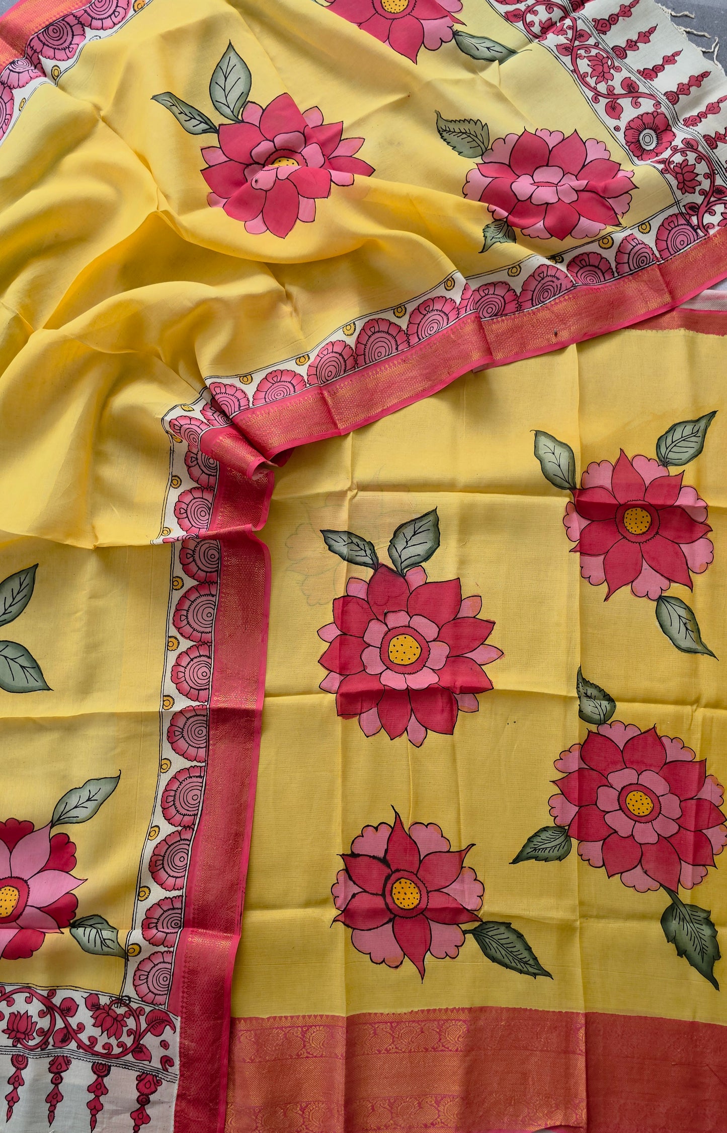 Handcrafted Kalahasthi Penkalamkari bangalore silk set - KH56