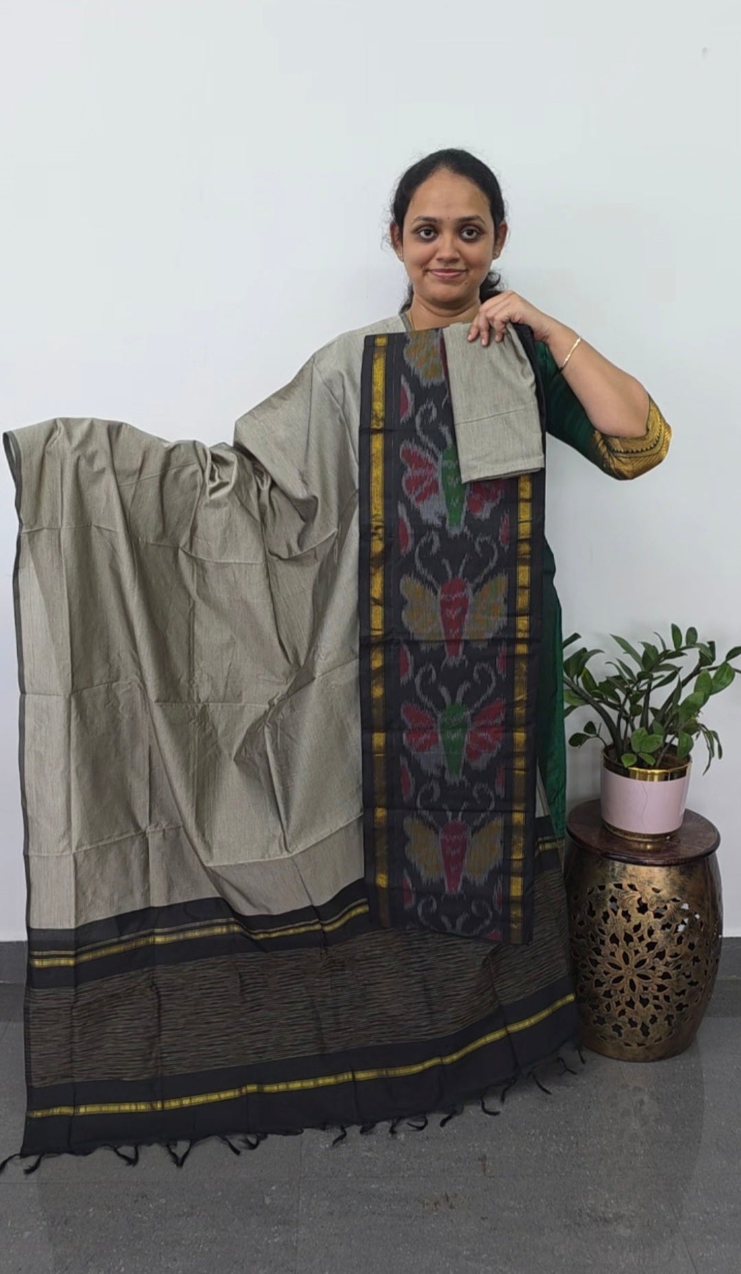Pochampally sico set with ikkat damn -SD415