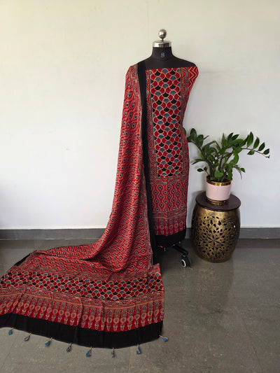 Handcrafted ajrakh modal silk set - HZ213