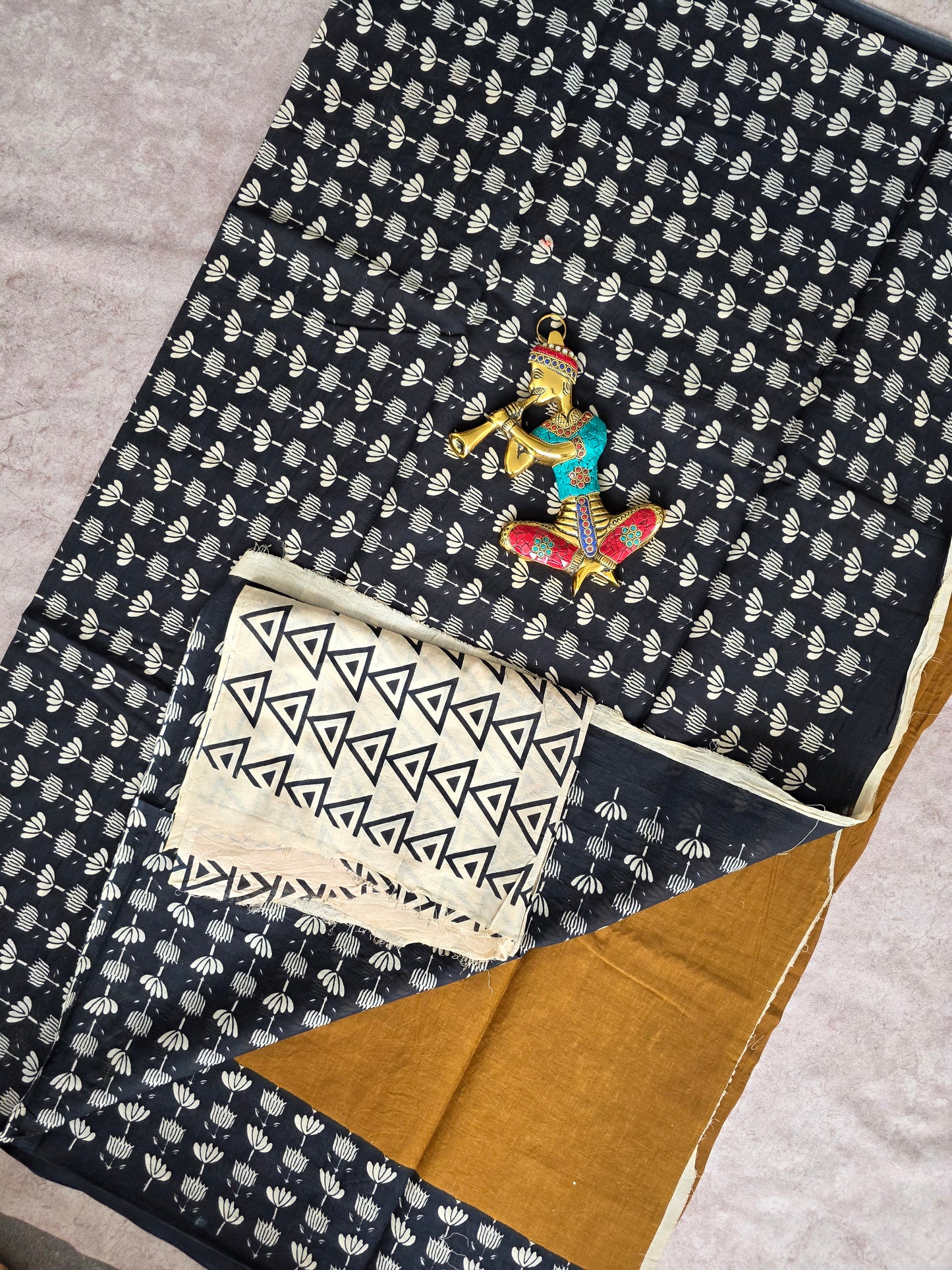 Handblock Jaipuri pure cotton saree - JA506