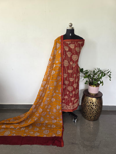 Handcrafted Kota kalamkari set ( 2 pc set )-AK483